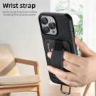 Suteni TPU Deksel med PU-lær plass til kort iPhone 16 Pro Max - Svart thumbnail