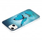 Fashion TPU Deksel for iPhone 14/13 - Blue Butterfly thumbnail