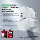 WEKOME Vegglader USB-C og USB-A hurtiglader 45W - Hvit thumbnail