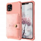 Hybrid TPU + PC Deksel med kortlomme iPhone 11 rosa thumbnail