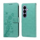 Lommebok deksel for Samsung Galaxy S27 5G - Blomster grønn thumbnail