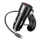 WEKOME dobbel USB-billader USB-A og USB-C med kabel 66W - Svart thumbnail