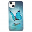 Fashion TPU Deksel for iPhone 15 - Blue Butterfly thumbnail