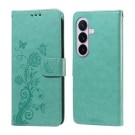 Lommebok deksel for Samsung Galaxy S27+ plus 5G - Blomster grønn thumbnail