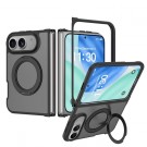 Tech-Flex Deksel Skin Feel magnet og roterende ring iPhone Fold  - Svart thumbnail