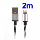 Universal 2M 8 Pin Lightning kabel iPhone 10W svart og hvit thumbnail