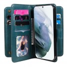 Lommebok-deksel plass til 10 stk kort for Samsung Galaxy S22 Ultra 5G grønn thumbnail