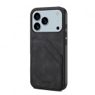 Denior TPU Deksel med PU-lær plass til kort iPhone 17 Pro svart thumbnail