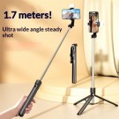 Bluetooth Selfiestang med stabilisering og fjernkontroll 1,7 m - Svart thumbnail
