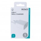 Deltaco Vegglader USB-C PD hurtiglader 20W - Hvit thumbnail