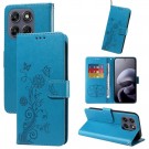 Lommebok deksel for Motorola Moto G77 5G / Moto G67 5G - Blomster blå thumbnail