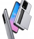 Hybrid TPU + PC Deksel plass til kort Samsung Galaxy S20 Ultra sølv thumbnail