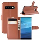 Lommebok deksel for Samsung Galaxy S10 brun thumbnail