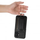 Suteni TPU Deksel med PU-lær plass til kort iPhone 16 - Svart thumbnail