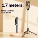 Bluetooth Selfiestang med stabilisering og fjernkontroll 1,7 m - Svart thumbnail