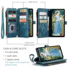 CaseMe retro multifunksjonell Lommebok deksel Samsung Galaxy S23 FE 5G blå thumbnail