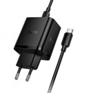Hoco Vegglader & Kabel Dual USB-C og USB-A hurtiglader 65W - Svart thumbnail
