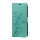 Lommebok deksel for Samsung Galaxy S27 5G - Blomster grønn thumbnail