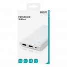 Deltaco 10000 mAh Power Bank, 2 x USB-A, Mikro-USB, Sikkerhetsfunksjoner - Hvit thumbnail