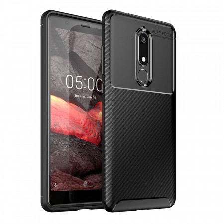 Beetle TPU Carbon Fiber Deksel Nokia 5.1 (2018) svart