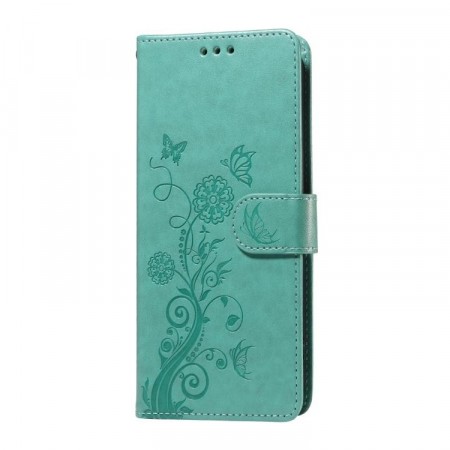 Lommebok deksel for Samsung Galaxy S27 Pro 5G - Blomster grønn