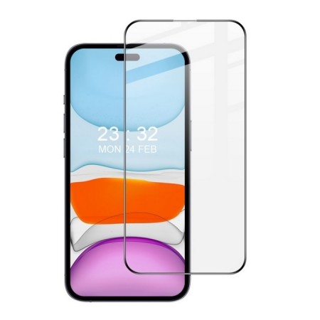 IMAK Herdet Glass skjermbeskytter iPhone 15 Plus svart kant