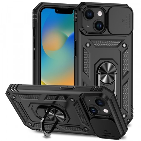 Tech-Flex TPU + PC Deksel med Ring Grep iPhone 15 svart