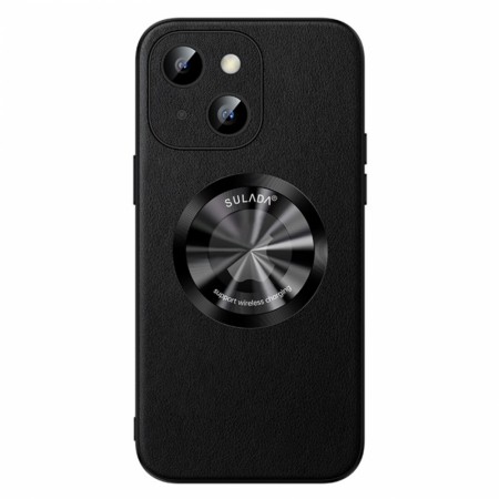 SULADA Mikrofiber skinn Deksel for iPhone 15 med MagSafe svart