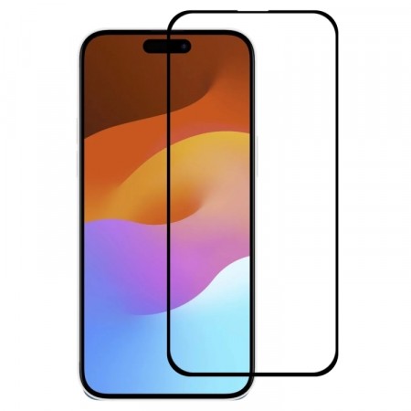 Herdet Glass skjermbeskytter heldekkende iPhone 15 svart kant