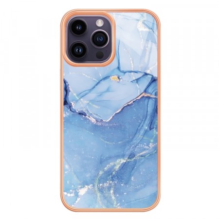 Fashion Premium TPU Deksel til iPhone 15 Pro Max - Blå Marmor