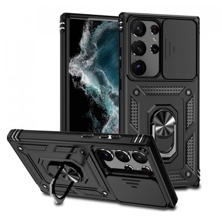 Tech-Flex TPU + PC Deksel med Ring Grep Samsung Galaxy S23 Ultra 5G svart