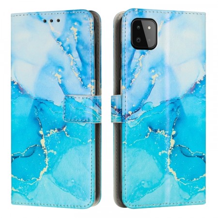 Lommebok deksel for Samsung Galaxy A22 5G blå marmor