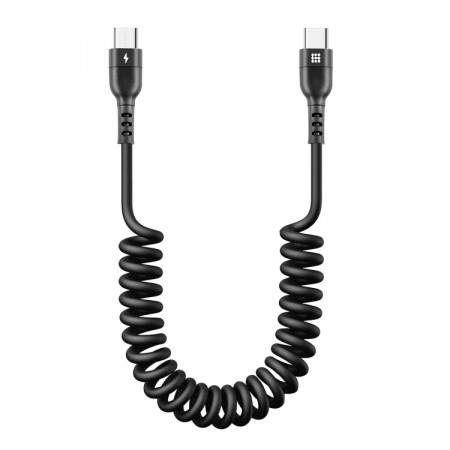 HAWEEL USB-C - USB-C Hurtiglader Kabel uttrekkbar 60W 1.5m - Svart