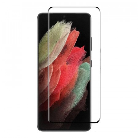 Herdet glass skjermbeskytter heldekkende Galaxy S21 Ultra 5G svart kant