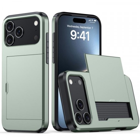 Hybrid Deksel plass til kort iPhone 18 Pro Max grønn