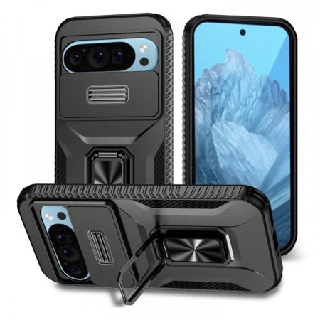 Tech-Flex TPU + PC Deksel med Ring Grep Google Pixel 9 5G svart