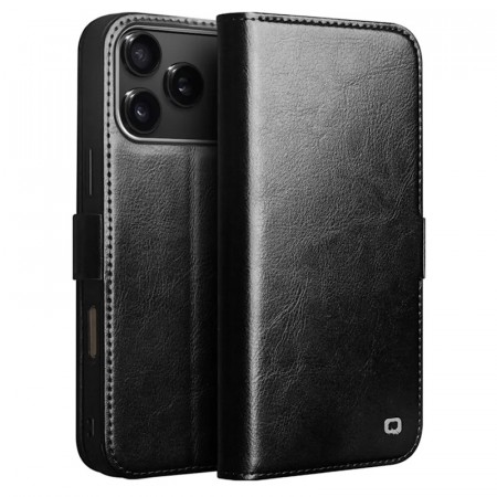 QIALINO Lommebok deksel ekte Lær for iPhone 17 Pro svart