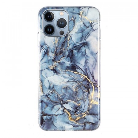 Fashion TPU Deksel iPhone 13 Pro - Blå Marmor