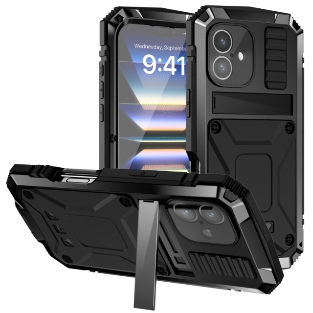 R-JUST Hybrid-deksel med 360° beskyttelse iPhone 16 - Svart