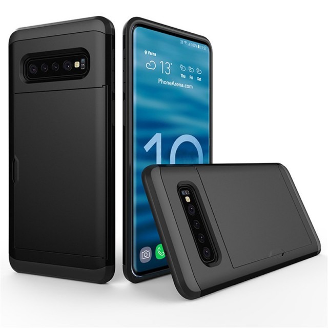 Lux Hybrid TPU + PC Deksel plass til kort Galaxy S10 svart