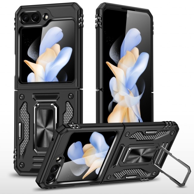 Tech-Flex TPU + PC Deksel med Ring Grep Samsung Galaxy Z Flip 5 5G svart