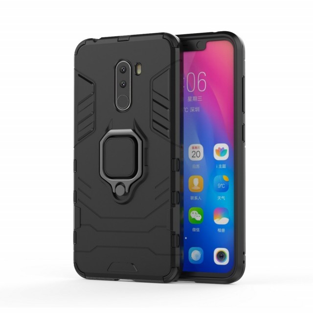 Panther TPU + PC Deksel med Ring Grep Xiaomi Pocophone F1 svart