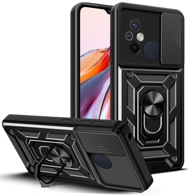 Tech-Flex TPU + PC Deksel med Ring Grep Xiaomi Redmi 12C svart
