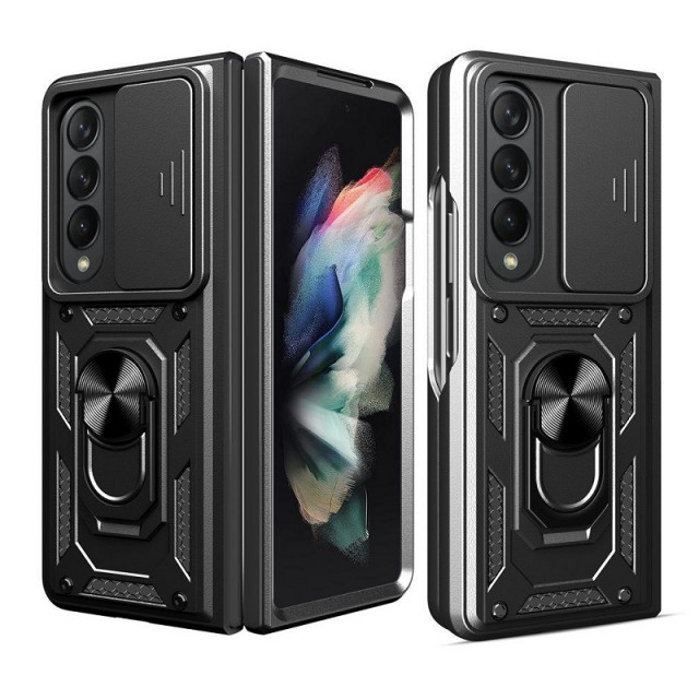 Tech-Flex TPU + PC Deksel med Ring Grep Samsung Galaxy Z Fold 4 5G svart