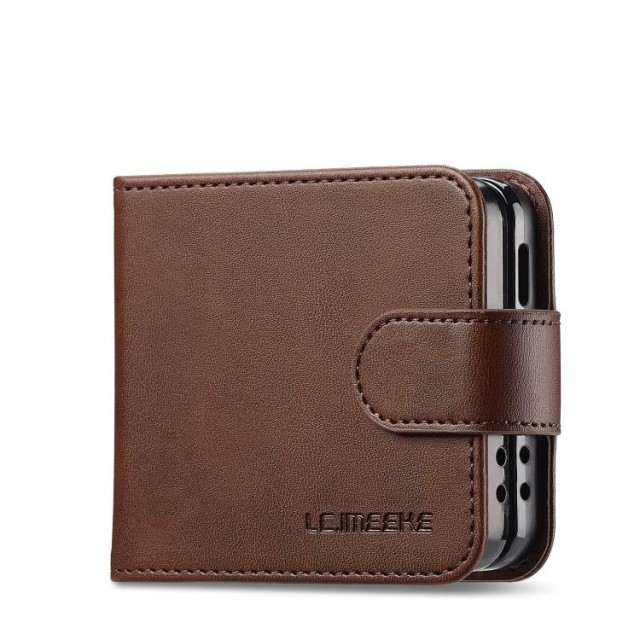 LC.IMEEKE Lommebok deksel for Samsung Galaxy Z Flip 8 5G brun