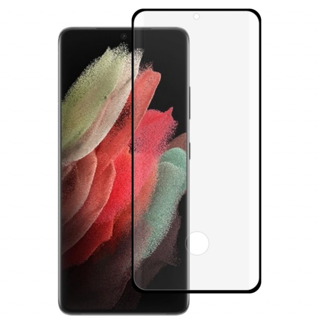 Herdet glass skjermbeskytter heldekkende Samsung Galaxy S22 Ultra 5G svart kant
