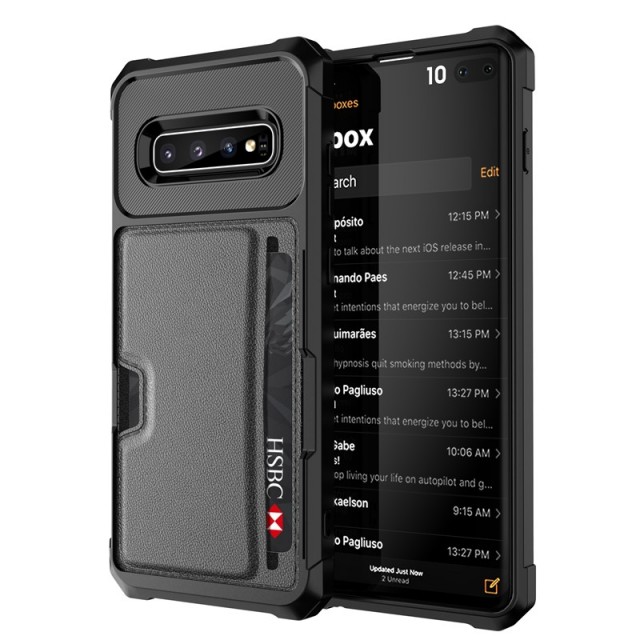 Hybrid TPU + PC Deksel med kortlomme Galaxy S10+ Plus svart