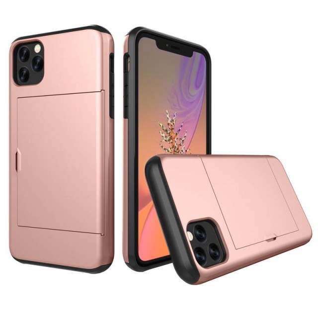 Hybrid TPU + PC Deksel plass til kort iPhone 11 Roségull