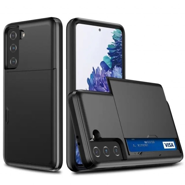 Hybrid TPU + PC Deksel plass til kort Samsung Galaxy S21 5G svart