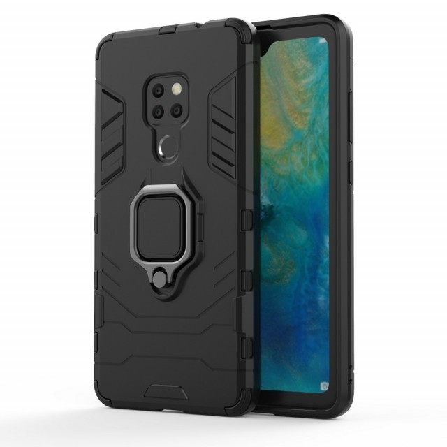 Panther TPU + PC Deksel med Ring Grep Huawei Mate 20 svart